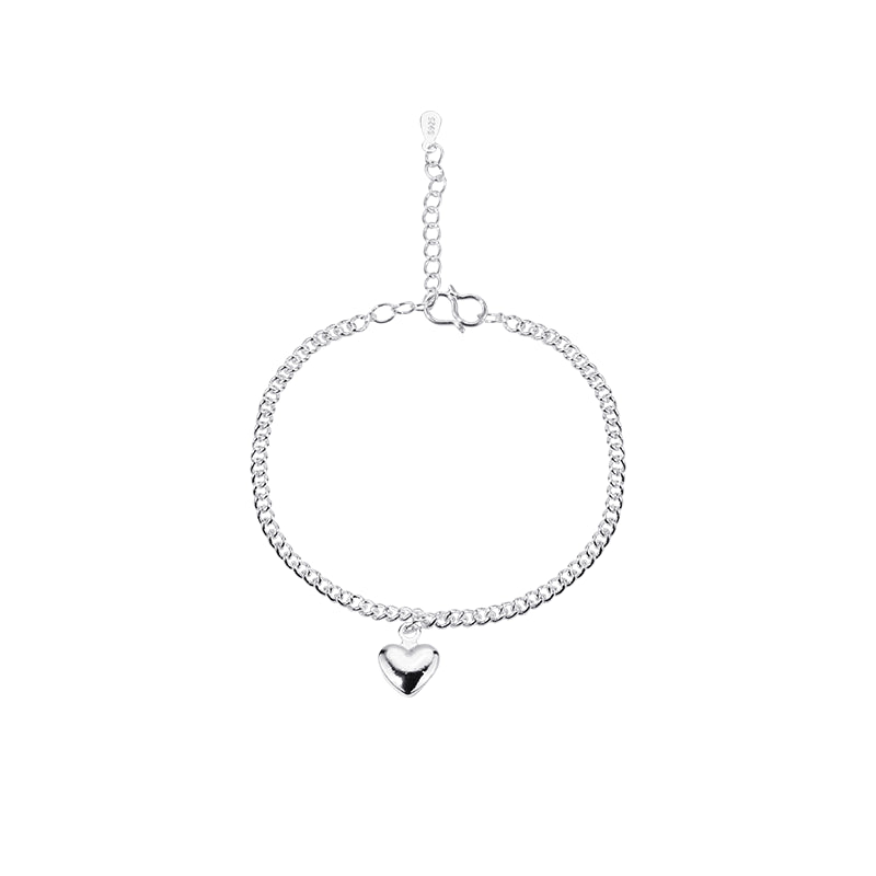 Women's Silver Plated Bead Bracelet Single Layer Peach Heart Shape