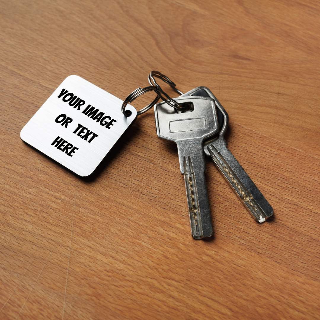 2.5" x 2.5" White Blank Personalized Key Tag - 2-Sided