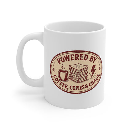 Powered by Coffee, Copies & Chaos Teacher Coffee Mug