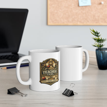 Teacher Fuel Coffee Mug | Vintage Teacher Coffee Cup | Funny Teacher Gift