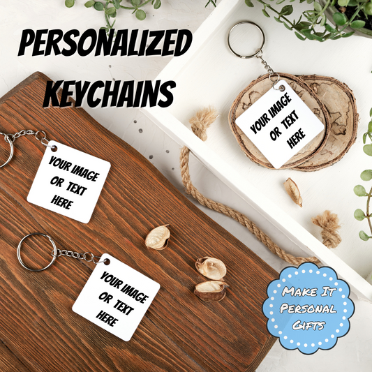 2.5" x 2.5" White Blank Personalized Key Tag - 2-Sided