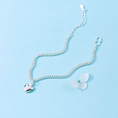 Women's Silver Plated Bead Bracelet Single Layer Peach Heart Shape