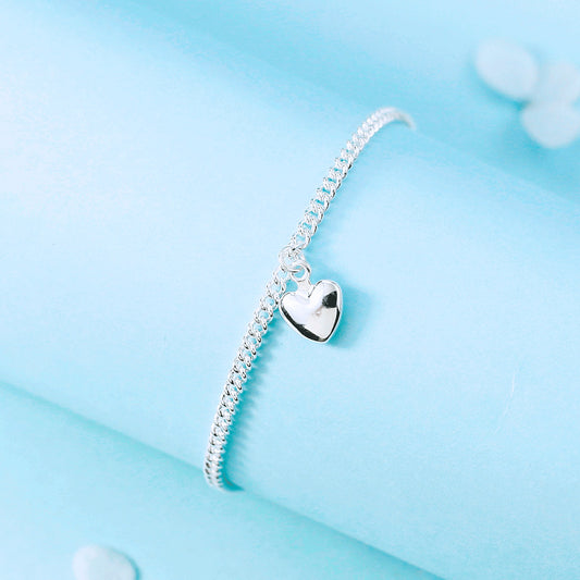 Women's Silver Plated Bead Bracelet Single Layer Peach Heart Shape