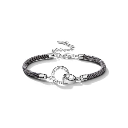 Double Circle Couple Hand Rope S925 Silver Bracelet
